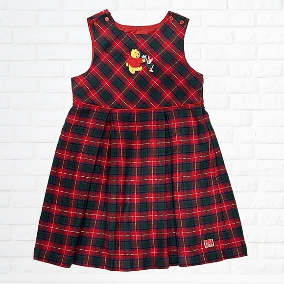 Disney Other - Disney Store Winnie the Pooh Plaid Holiday Dress - SIZE 7/8